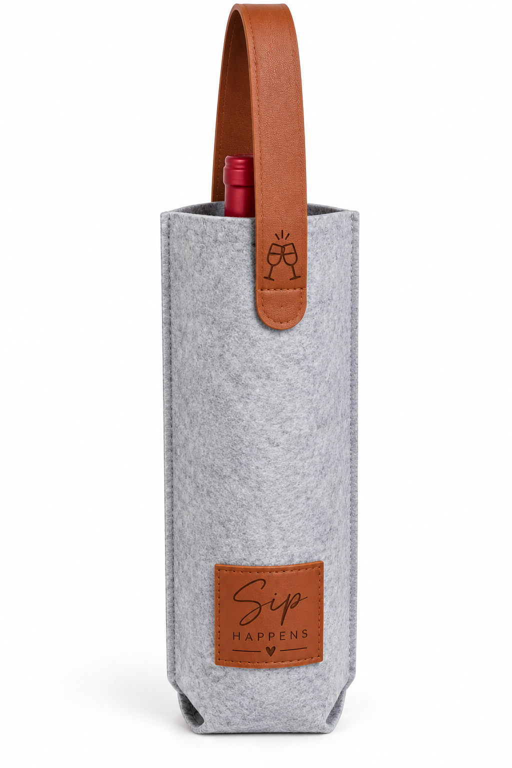 Engraved Felt Wine Bottle Carrier